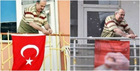 Bayrak asan dayı referandum cevabını da balkona astı!