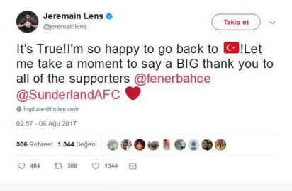 Lens’ten Fenerbahçe taraftarına teşekkür