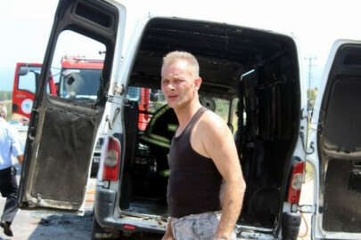 Seyir halindeki araç kül oldu