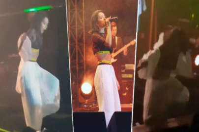 Inna İstanbul konserinde sahneden düştü