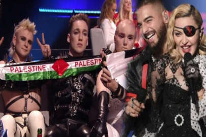 Madonna Eurovision finaline Filistin bayrağıyla damga vurdu