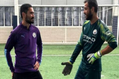 Bursalı ünlü oyuncu Manchester City idmanında!