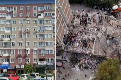 Depremin şiddetini gözler önüne seren tablo! 7 katlı binanın öncesi ve sonrası