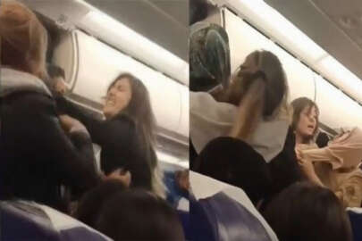 İstanbul uçağında saç baş yolmalı kadın kavgası!