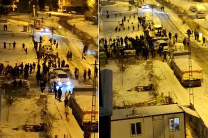 Yağan karın altında halaylı eğlence! O anlar anbean kaydedildi...