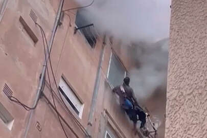 Yangından kaçan kişi çamaşır ipleri sayesinde hayata tutundu