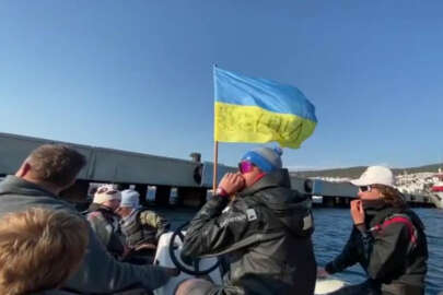Bodrum'da Ukraynalı yelkencilerden, Rus milyardere protesto