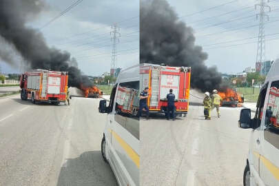 Bursa'da yanan otomobildeki sürücü canını son anda kurtardı!