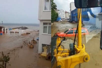 Bursa Mudanya'da yağış sonrası yine sel yaşandı, deniz karayla birleşti!