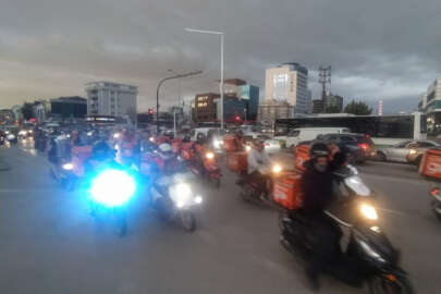 Bursa'da TrendyolGO çalışanı kuryelerden eylem