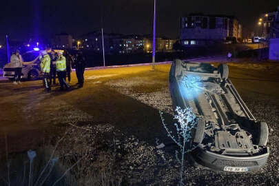 15 yaşındaki ehliyetsiz sürücün otomobille takla attı