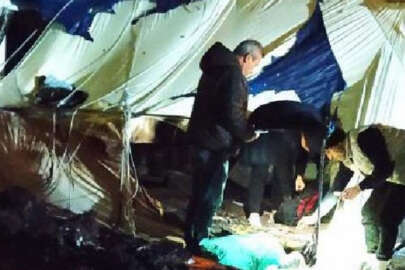 Depremzedelerin kaldığı çadırda yangın