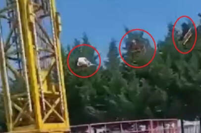 Bursa Kültürpark'ta dev salıncak ağaçlara takıldı