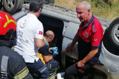 Denizli'de otomobil kontrolden çıktı, uçuruma yuvarlandı!