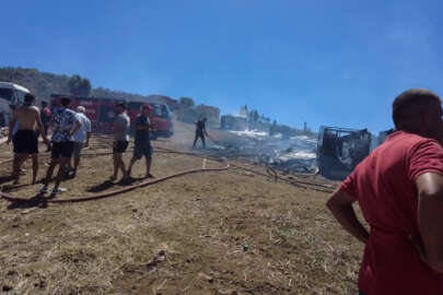 İzmir'de çiftlik yangını! Küçükbaşlar telef oldu