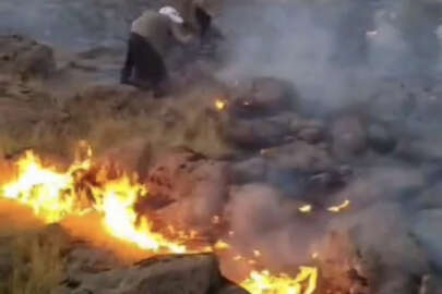 Şanlıurfa'da merada çıkan yangın köylüler tarafından söndürüldü