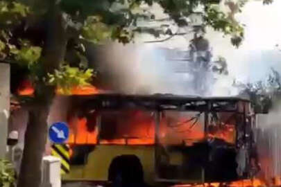 Büyükçekmece'de İETT'te otobüsü yandı!