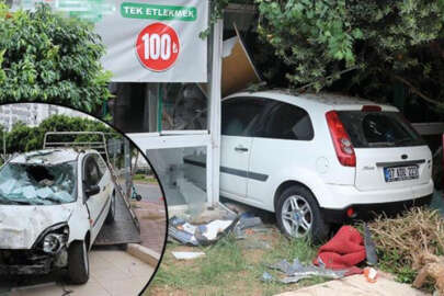 Kontrolden çıkan otomobil restorana girdi! O anlar anbean kaydedildi