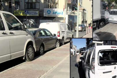 Bayrampaşa'da el frenini çekmeyi unuttu kamyon ile araç arasında sıkıştı