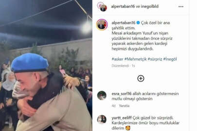 Bursa'da asker kardeşten ağabeyine nişan sürprizi