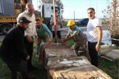 Fabrika inşaatında ortaya çıktı! 1800 yıllık mermer stel
