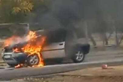 Seyir halindeki cip cayır cayır yandı