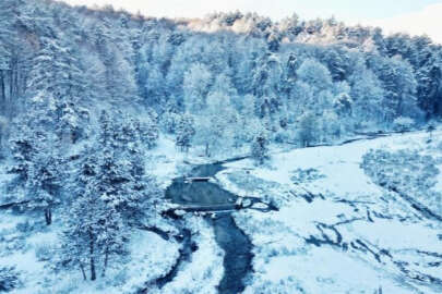 Bursa'da kar manzaraları kartpostallık görüntüler oluşturdu