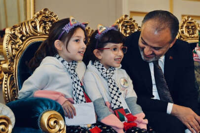 Filistinli çocuklardan Başkan Aktaş'a ziyaret