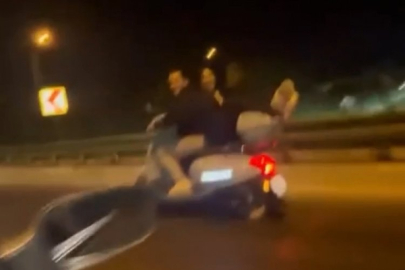 Bursa'da motosikletin arkasında yatarak ilerledi!