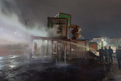 Isınma amaçlı yakılan ateş park alanını küle çevirdi