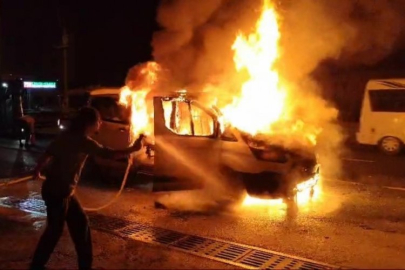 Balık yüklü araç alev topuna döndü