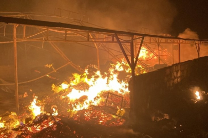 Çiftlik yangını geceyi aydınlattı