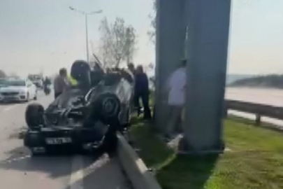 Bursa'da otomobil refüje savruldu