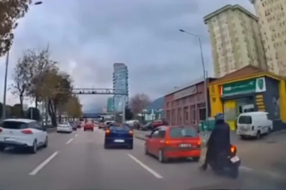 Bursa'da motorcu ölümden kıl payı kurtuldu!