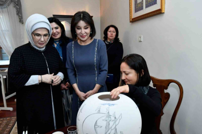 Emine Erdoğan ile Özbekistan Cumhurbaşkanı’nın eşi Ziroat Mirziyoyeva Ankara Palas’ı ziyaret etti