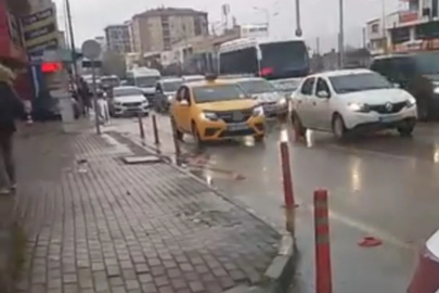 Bursa'da taksi sürücüsü tehlike saçtı!