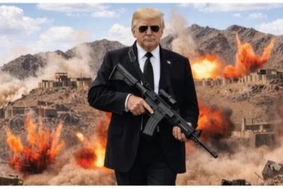 Trump’tan olay paylaşım: Elinde silahla İran’a mesaj gönderdi!