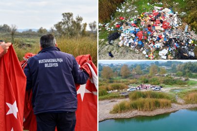 Mustafakemalpaşa’da atıkların arasında Türk bayrağı bulundu!